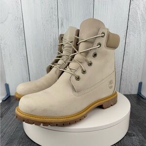 Timberland Cream Color 6” Double Sole Premium Internal Wedge Boots Women’s 10M
